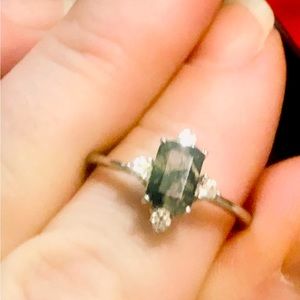 Moss Agate .925 sterling silver ring size 8